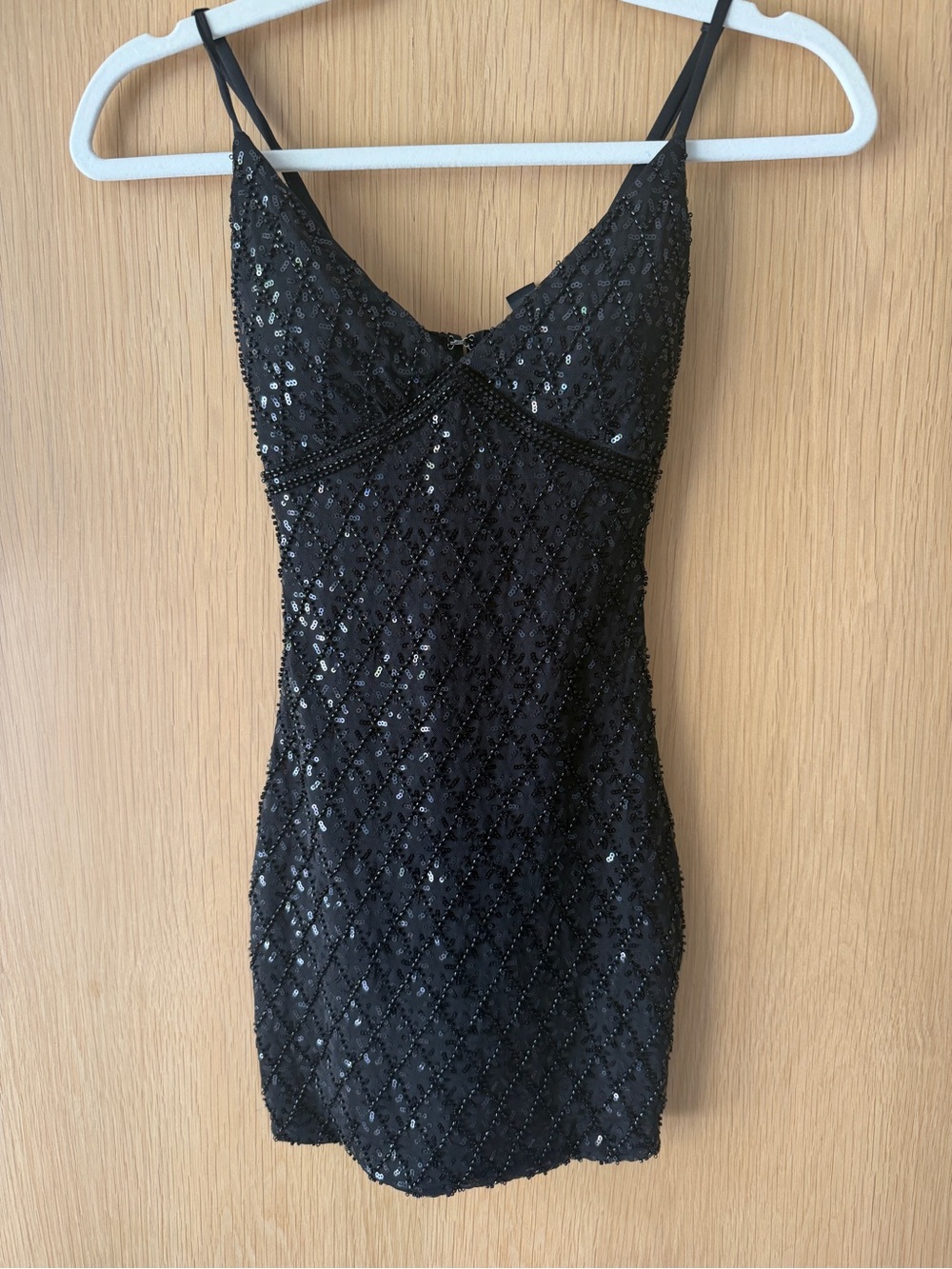Windsor Black Sequin Spaghetti Strap Dress